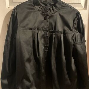 Apostrophe High Collar Black Jacket Women’s Large Button Down Long Puff‎ Sleeves